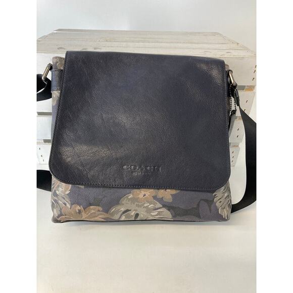 COACH F72087 CANVAS, LEATHER FLORAL MESSENGER CROSSBODY BAG - Picture 4 of 16